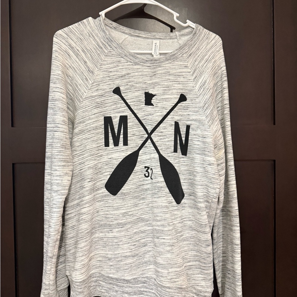 Gray Crewneck Sweater with Graphic Design